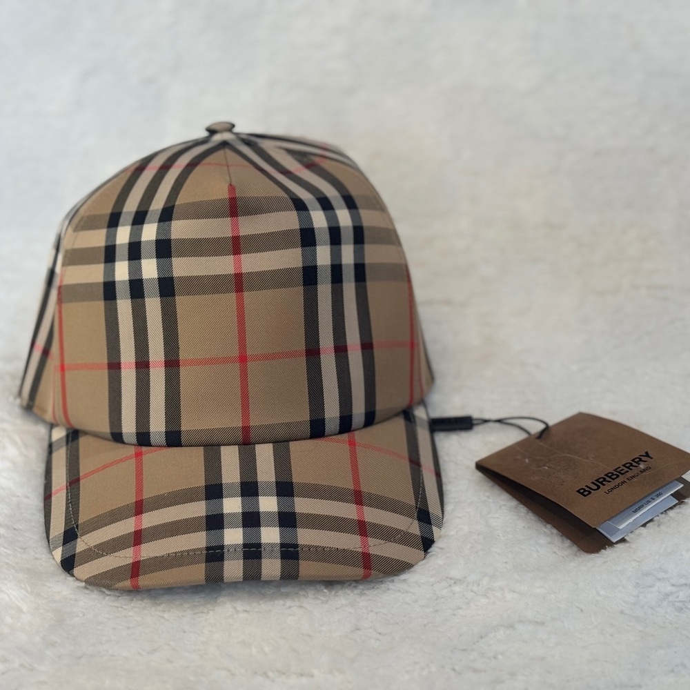 Burberry heavy cotton check trucker cap size L NWT